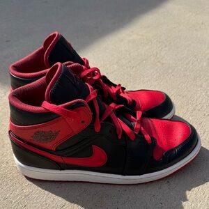 Nike Air Jordan 1 Mid Shoes Black Fire Red White DQ8426-060 Men's Size US 11